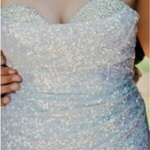 Elegant Silver Strapless Dress